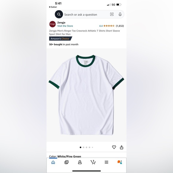 Ringer Tee White Green Trim Size Medium Vintage Look T-shirt - Picture 2 of 5